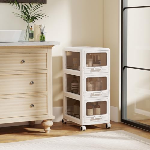 Giantex 3-Tier Rolling Storage Cart - 3-Drawer Utility Cart with Lockable Wheels