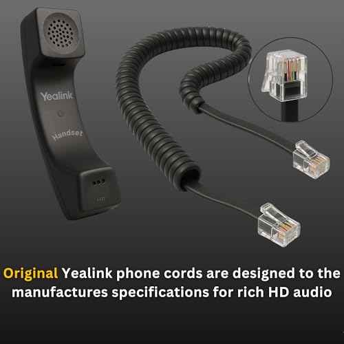 Yealink Phone Cord HD Compatible Audio 6 ft Universal Curly Handset Replacement Cable ? For Desk Landline Yealink Telephones including T54W, T43U, T33, T26 and more, Resolves static noise issues