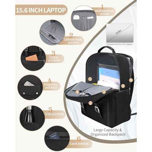 ESTARER Laptop Backpack, Lunch Backpack 15.6 Inch with Insulated Lunch Box for Men Women Water Resistant Work Computer Bag for Office,College,Commuter,Travel,Picnic