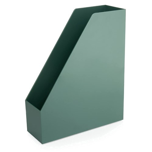 Alfion Magazine File Holder 2-Pack | Sturdy Plastic Vertical Organizer Box with Rubber Feet | Sage Green Desk Accessories for Modern Office