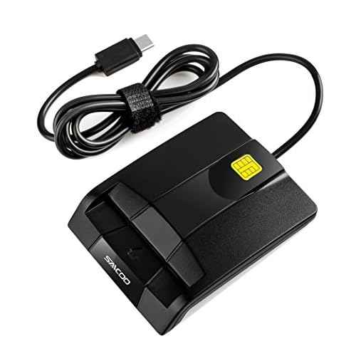 SAICOO Type C Smart Card Reader DOD Military USB-C Common Access CAC Card Reader, Compatible with Windows (32/64bit) XP/Vista/ 7/8/10, Mac OS X