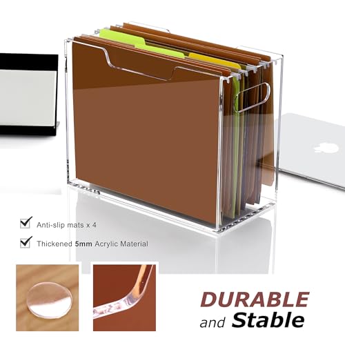 Acrylic Hanging File Organizer, Letter Size Clear Magazine Rack Folders Holder, Large Capacity Storage Box for Desk Office School, No Assembly Required