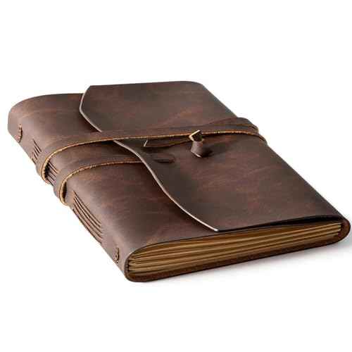 Leather Journal Notebook - Genuine Leather Journals for Writing 8x10 Inches, Large Size Vintage Journal For Men and Women, Artist,Travel Journal, Dark Brown
