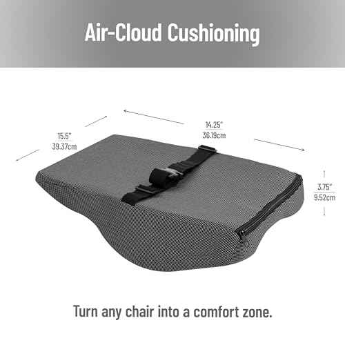 Mind Reader Lumbar Support Cushion for Office Chair and Car Seat, Memory Foam and Cooling Gel Core, Air-Cloud Technology, 15.5" L x 3.75" W x 14.25" H, Black