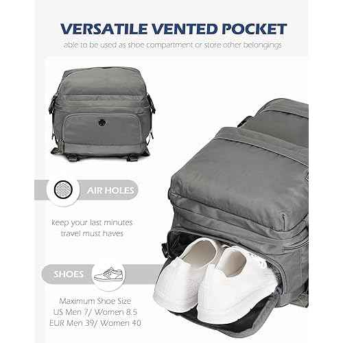 Hynes Eagle 20L Travel Backpack Carry on Backpack Women Men Personal Item Bag for Spirit Airlines Small Nylon Laptop Backpack 14 inches Grey