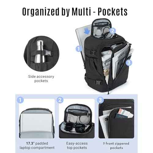 LIGHT FLIGHT Travel Backpack Carry On Flight Approved TSA Friendly Backpack Water-resistant Lightweight Business Large Weekender Bag Casual Daypack 15.6" Laptop Backpack for Men Women,Black