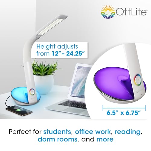 OttLite LED Desk Lamp with Color Changing Base and USB