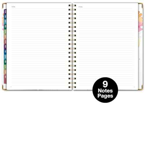 HARDCOVER 2026 Planner, 8.5"x11": 14 Months (November 2025 - December 2026), Daily Weekly Monthly Planner, Yearly Agenda, Bookmark, Pocket Folder and Sticky Note Set (Rainbow Floral)
