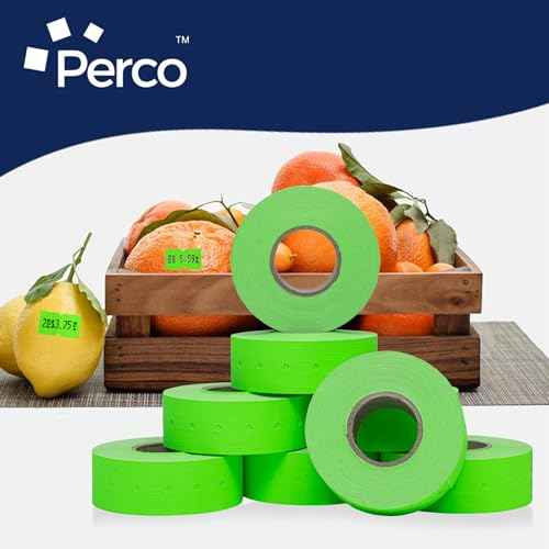 Perco 1 Line Fluorescent Green Labels - 8 Rolls, 1 Sleeve, 8,000 Blank Price and Date Gun Labels for Perco Lite, X, Plus and Pro 1 Line Price and Date Guns - Made in USA