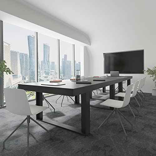 ECACAD 7FT Conference Table for 6-8 People, Large Rectangular Meeting Table, Modern Seminar Table for Office Meeting Conference Room, Black and Deep Brown (86.8¡±L x 47.2¡±W x 29.4¡±H)