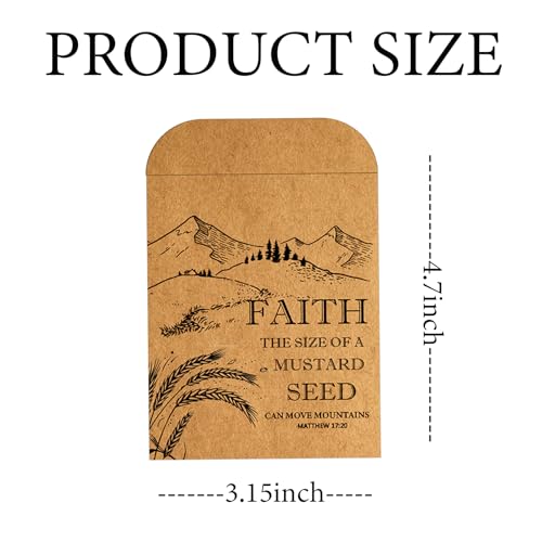 50 Pack Kraft Mustard Seed Faith Envelope Bulk Storage Pockets - Resealable