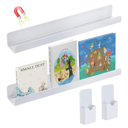 Apipi 17-Inch White Acrylic Magnetic Book Shelf & Pen Holder Set for Whiteboard