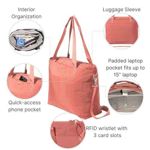 Baggallini Carryall Laptop Tote-Medium 12x19 Inch Travel Crossbody Shoulder Bag