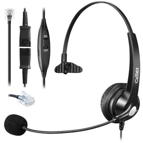 Callez RJ45 Telephone Headset with Microphone Noise Cancelling, Mono Quick Disconnect Phone Headset Compatible with Mitel/Aastra 6865i 6867i 6869i Siemens Unify OpenStage 30 40 60 80 Landline Phones