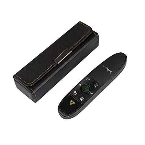 StarTech.com Wireless Presentation Remote with Green Laser Pointer - 90 ft. (27 m) - USB Presentation Clicker for Mac and Windows, TAA (PRESREMOTEG)