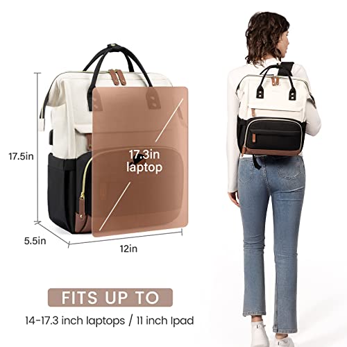 LOVEVOOK Laptop Backpack for Women, 17 Inch Work Business Backpacks Purse With Large Capacity, Waterproof Nurse Bag College Bookbag for School, Waterproof Casual Daypack for Travel