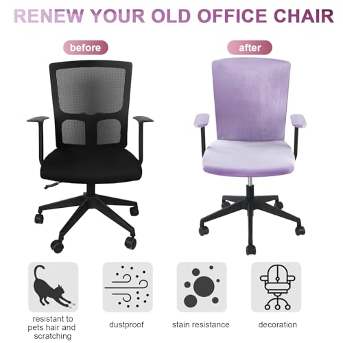 Tallew 4 Pcs Office Chair Covers Set with Armrest Purple (Purple Variation)