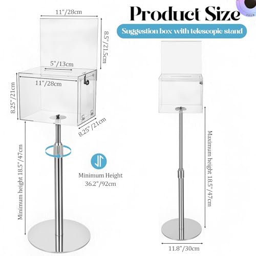 Clear Silver Lockable Donation & Raffle Box Stand - 1 Pack