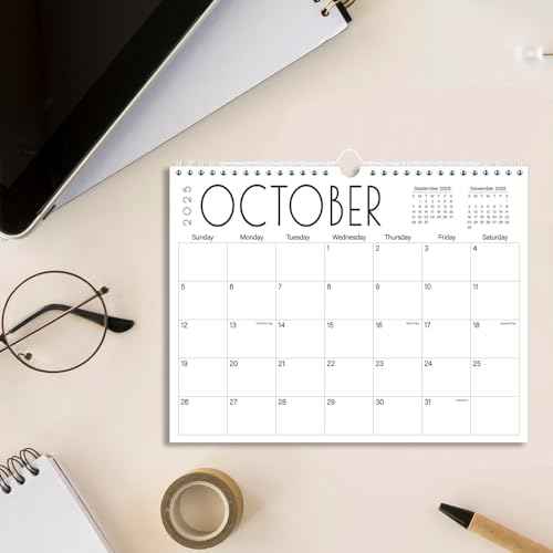 Calendar 2026 - Wall Calendar from November 2025 to June 2027, 2026 Calendar with Holiday Marked, Premium Paper for Organizing, 8.5'' x 11'',Black Large Word
