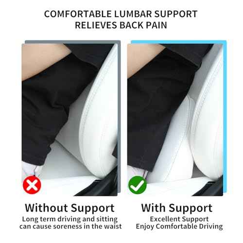 Lumbar Support Pillow for Car Seat, Office Chair Leather Memory Foam Lower Back Cushion for Back Pain Relief Improve Posture, Ergonomic Back Rest for Gaming Chair, White, 1PC
