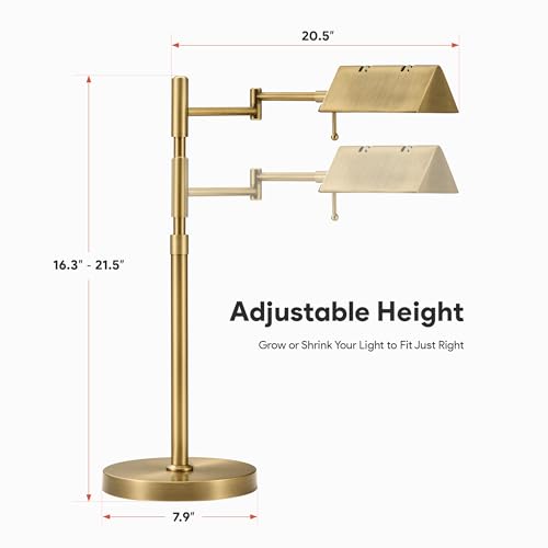 VONLUCE LED Desk Lamp, Adjustable Industrial Style Metal Table Lamp, Dimmable Reading Lamp for Living Room Bedroom Office, Antique Gold