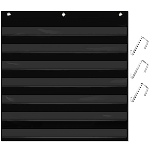 Daily Schedule Pocket Chart, Class Schedule with 7 Clear Pockets Plus 3 Over Door Hangers for Classroom Home School Schedule Organization & Time Management-Fits 3.5¡± Sentence Strips & Word Cards