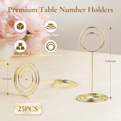 25-Pack Metal Table Number Holders for Weddings & Events