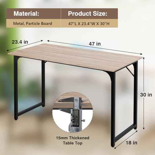 FDW 47 inches Computer Desk/Home Office Desk/Writing Study Table/Modern Simple Style PC Desk with Metal Frame,Nature