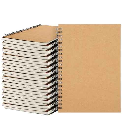 MIVIDE 24 Pack A5 Bulk Spiral Notebooks with Kraft Cover, 8.3 x 5.8 Inch 60 Pages Hardcover Spiral Lined Notebook Journal, Lined Travel Bulk Writing Paper Notebook for School Business Office Supplies