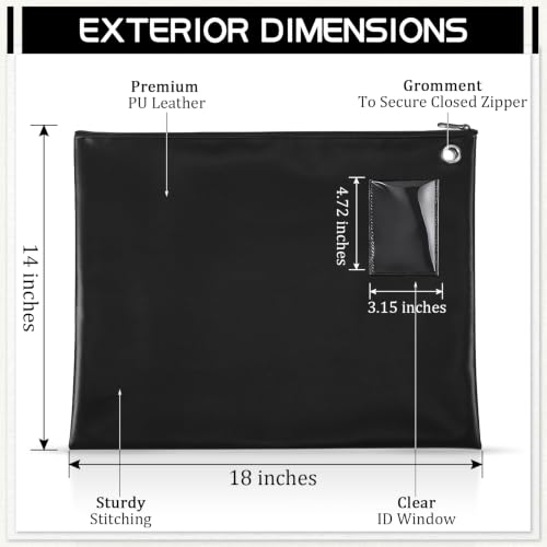 Humyoun 2 Pcs Large Black Leather Mail Zipper Bag 18x14 Inches - Office & Travel