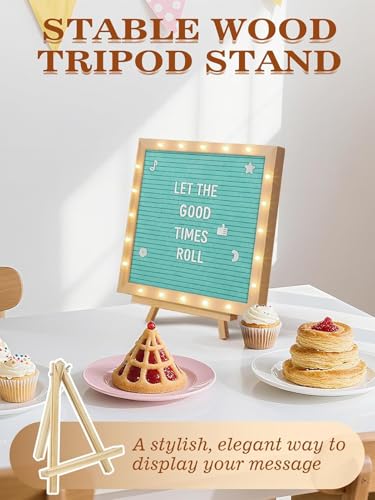 Blue Felt Letter Board with LED Lights & Stand - 10x10 Inch Halloween Decor