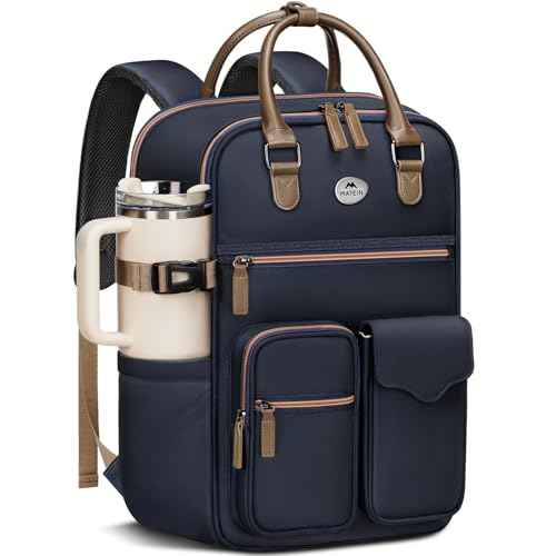 MATEIN Professional Backpack for Women, Slim Business Executive Work Backpack with USB-C Port & Accordion File Folder Fit 15.6 Inch Laptop, Water Resistant Personal Item Bag for Office Travel