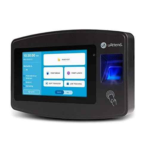 uAttend JR2000 Biometric Fingerprint, RFID, PIN Time Clock for Small Business ? Cloud-Based Attendance System with Optional Payroll Integration ? All-in-One System