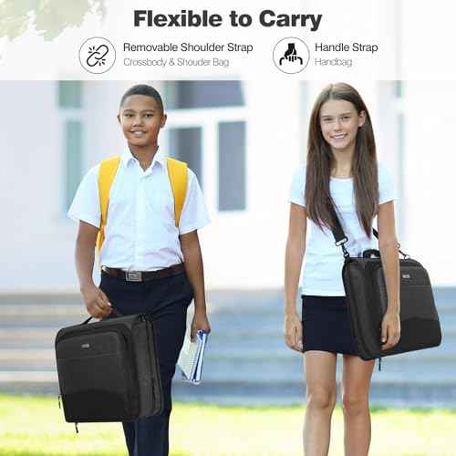 MoKo Zipper Binder with Multi-Pocket, 3 Inch 3 Ring Zipper Binder, 600 Sheet Capacity 6 Tab Expanding File Folder Multi-Pocket Zip Up Binders with Shoulder Strap & Handle for Middle School, Black