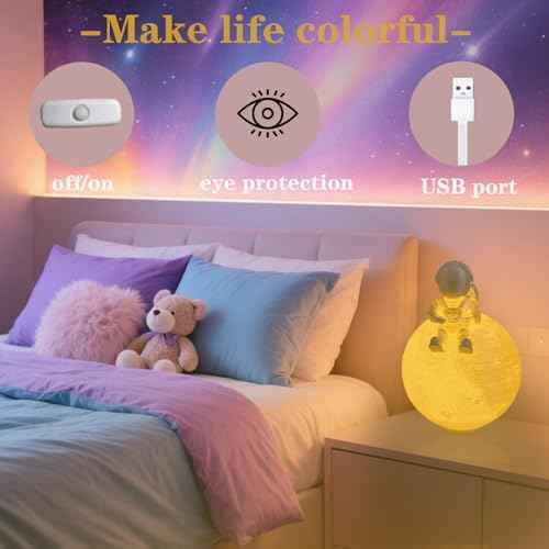 Space ?Galaxy Lamp - USB Plug-in Night Light, Portable Moon Light for Bedroom Decor | 3D Galaxy Theme, Warm White Glow?