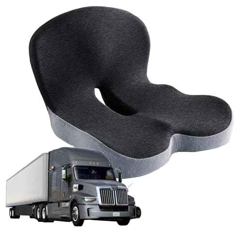 Memory Foam Seat Cushion for Truck Drivers Car Seat & Office Chairs Ergonomic Chair Cushion for Back Pain, Sciatica & Tailbone Relief ? Non-Slip Cover, Long Sitting Support & Driving (Gray)