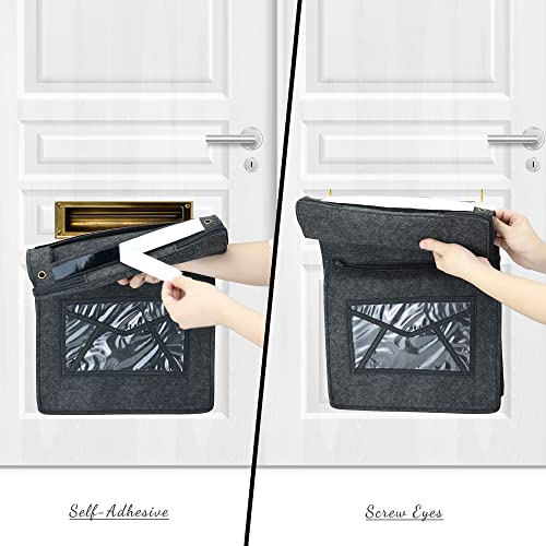 Annmore Grey Indoor Mail Slot Catcher Basket for Garage - Large Felt Organizer