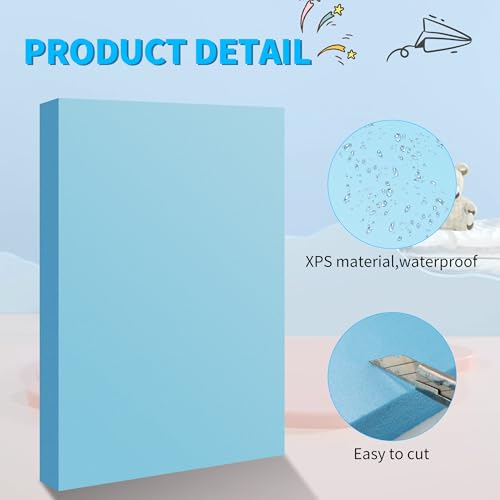 LuckyFoam Blue Foam Sheets 4 Pack 12x7.5 Inch 1 Inch Thick for Crafts & Insulation