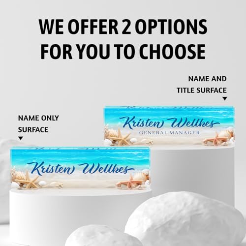 Personalized Office Name Plate - Custom Desk Sign for Teachers & Staff, Beach Date Design