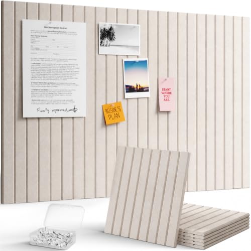 Lifewit 36x24 Oatmeal Felt Bulletin Board Set - 6 Pack Self-Adhesive Wall Display