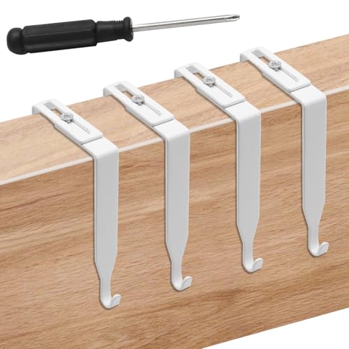 4Pcs White Adjustable Cubicle Hooks Fit 1-3/8 to 3-1/2 Inch Panels - Kyuionty