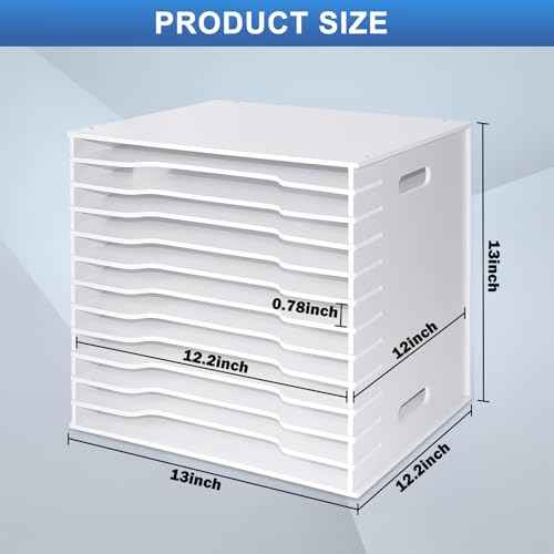 12x12 Scrapbook Paper Organizer Storage,12 Tier Desk File Organizer with Adjustable Shelves,Desktop 12 Slots File Sorter Storage Wide Document Holder Cabinets Letter Mail Tray for Home SchoolOffice