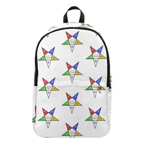 Generic OES Backpack Order of Eastern Star Print Travel Backpack, suitable for travel trips, sessions, business or for work (White OES logo back pack), Large Adult Size