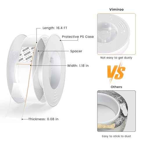 3 Pack Double Sided Tape Heavy Duty, Extra Large16.4FT Nano Double Sided MountingTape, Transparent Strong Removable Adhesive Picture Hanging Strips, Wall Tape Sticky Poster Carpet Decor