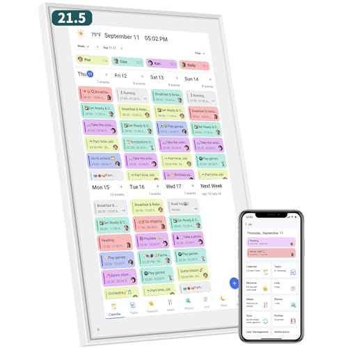 21.5 Inch Smart Digital Calendar ? Electronic Chore Chart & Planner with 1920x1080P IPS Touchscreen, Weekly/Monthly Family Organizer for Wall or Desk, White 2025 New Version