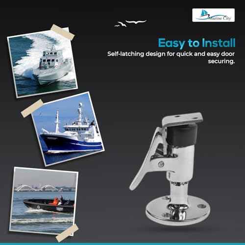 Marine City 316 Grade Stainless Steel Door Stopper Catch Set Gloss Finish Strong Modern Stopper Soft Stop and Catch Anti-Collision Holder for Marine Doors ? Boats ? Yachts ? Ships (1 Pcs)
