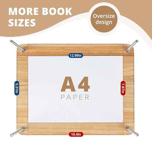 Wooden Book Press - 14.7x11.4 Large Craft Press with Comfort Grip Handle & Non-Slip Round Foot Pads, Ideal for Bookbinding, Scrapbooking, and DIY Projects