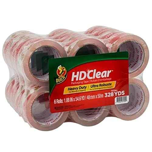 Duck HD Clear Packing Tape Refills - 24 Rolls of Strong Heavy Duty Packing Tape for Shipping and Moving, Boxes and Packaging - 1.88 In. x 54.6 Yards - 3" Core - Clear (393730)
