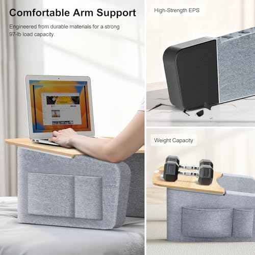 Lap Desk for Adults with Arm Rests,Ergonomic Laptop Pillow Stand for Bed,Couch,Floor,Large Table for Long Hours Work,Eating,Gaming,Reading and Writing,Lap Laptop Desk for College Dorm Room