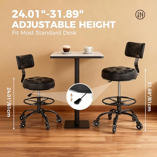 FREEKYROCK Black Adjustable Drafting Chair with Footrest & Back Support
